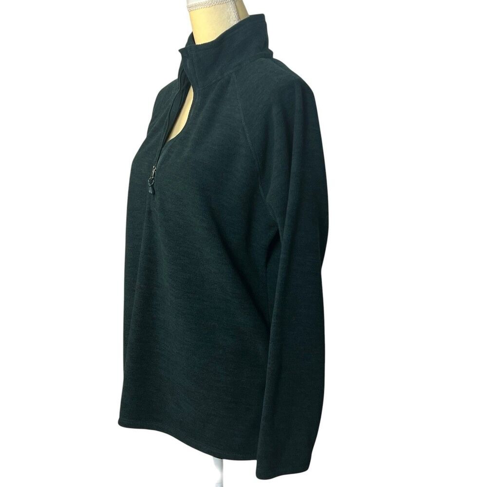 Eddie Bauer Women's Quarter Zip Fleece Pullover Sweater Dark Green Size Large - Picture 2 of 8